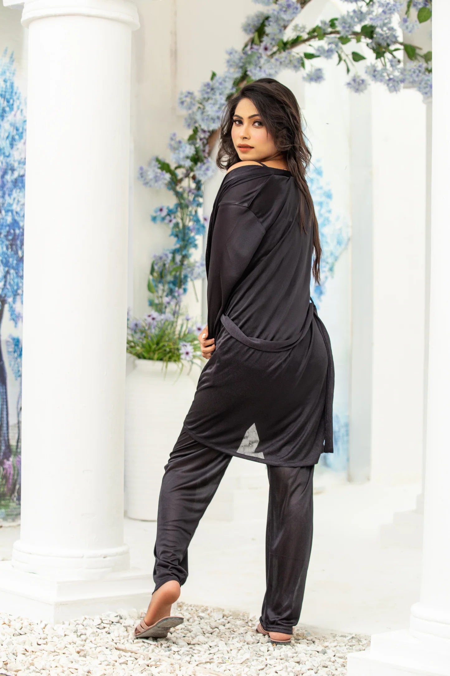 Silky Nights 3 Pc Pajama Suit with Gown - T351